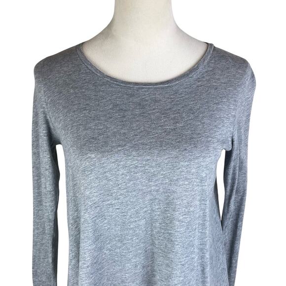 Demylee Heather Gray Long Sleeve Cropped Round Neckline Lightweight Casual Top - Picture 4 of 11